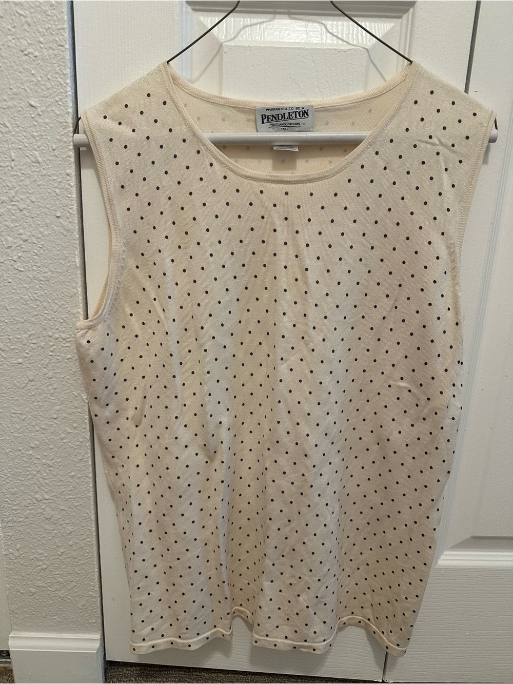 Pendleton Cream Polka-Dot Sleeveless Knit Tank - Picture 1 of 2